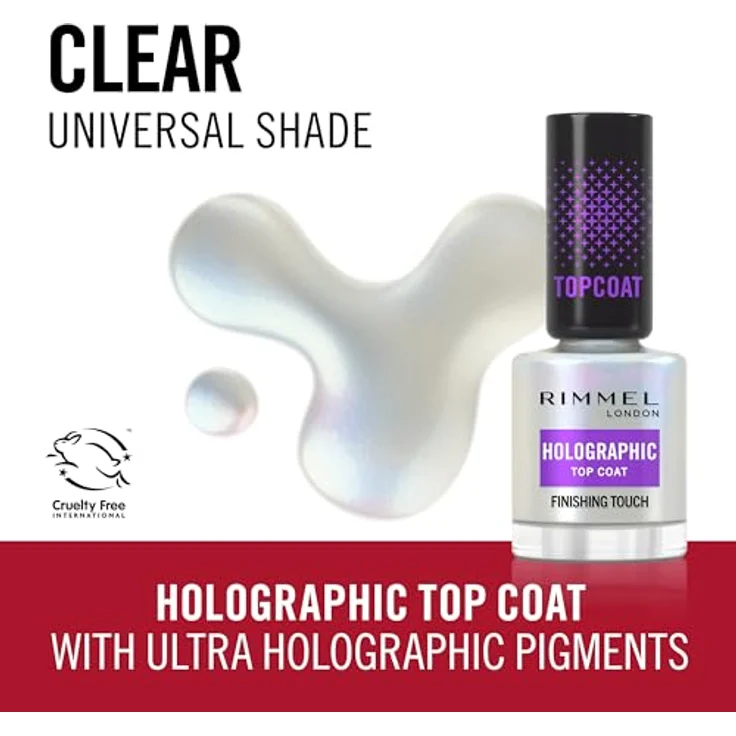 Rimmel London, Holographic Top Coat, Nagelbehandlung, 12 ml – Bild 4