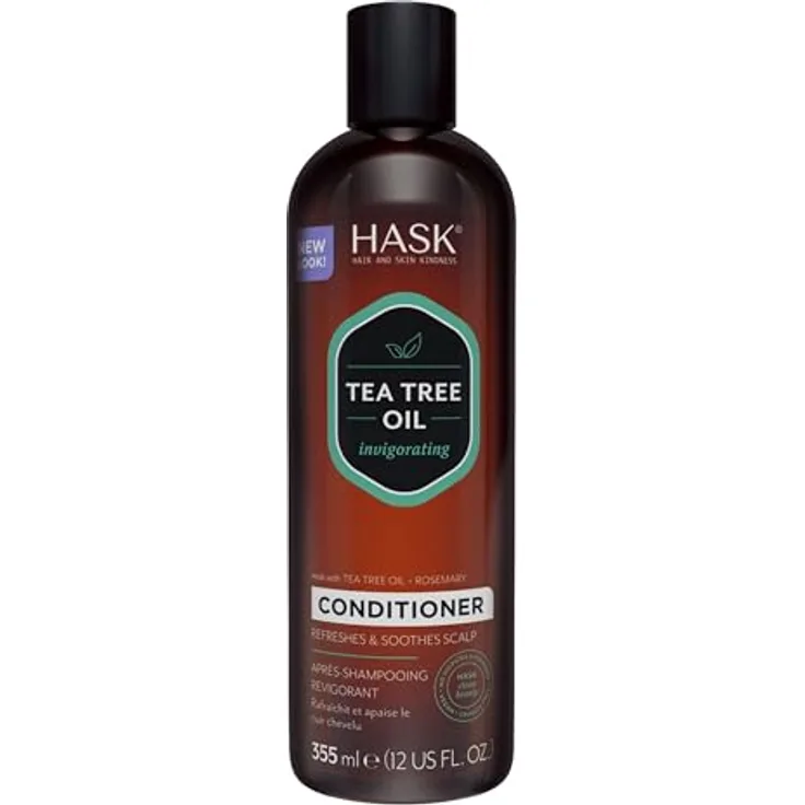 HASK Revitalisierender Conditioner mit Teebaumöl, kräftigend für alle Haartypen, farbsicher, tierversuchsfrei, 355 ml
