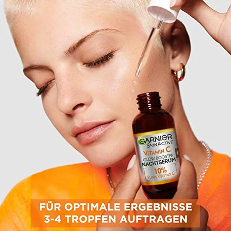 Garnier Glow Booster Nachtserum mit 10% purem Vitamin C & Hyaluronsäure, Brightening Night Serum, SkinActive, 30 ml – Bild 4