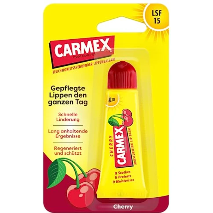 CARMEX Lippenbalsam Cherry LSF 15 Lippenpflege 10 g mit pflegender Wirkung – Bild 2