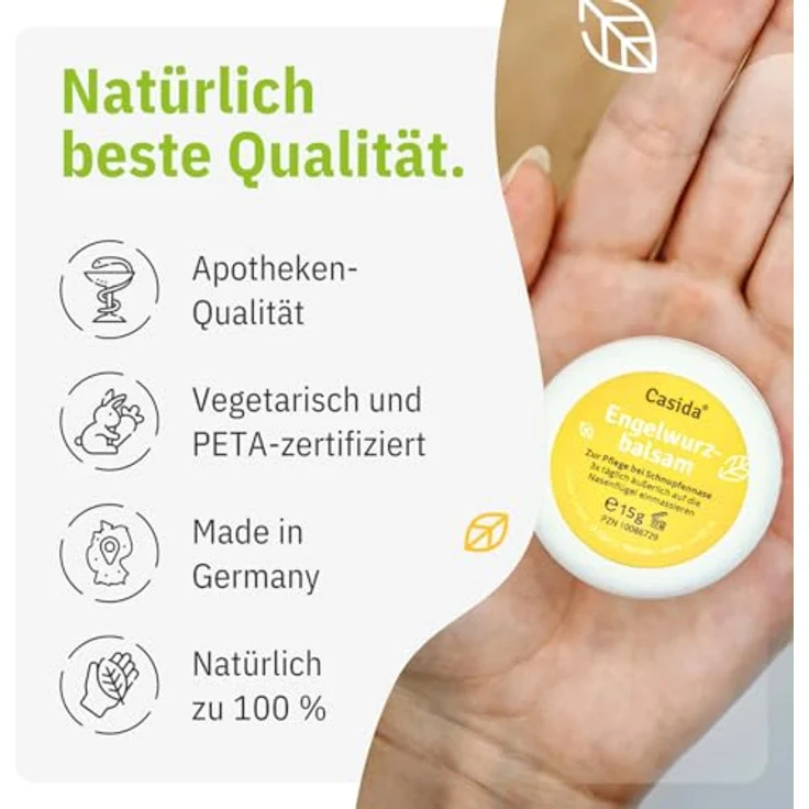 Casida Engelwurzbalsam Baby & Kinder, 15 g, pflanzliche Öle aus biologischem Anbau, dermatologisch getestet, ohne Konservierungsstoffe – Bild 4