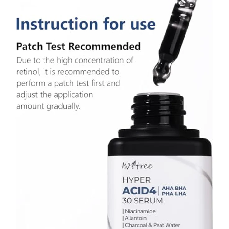 Isntree Hyper Acid4 AHA BHA PHA LHA 30 Serum, chemisches Peeling mit 30% Säuren, anthrazitfarben, 02 l – Bild 2