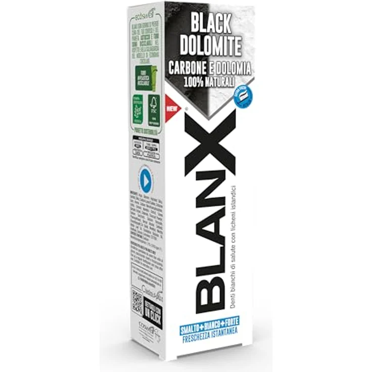 BLANX Black Dolomite, aufhellende Zahnpasta mit isländischen Flechten und Aktivkohle, 75 ml – Bild 3
