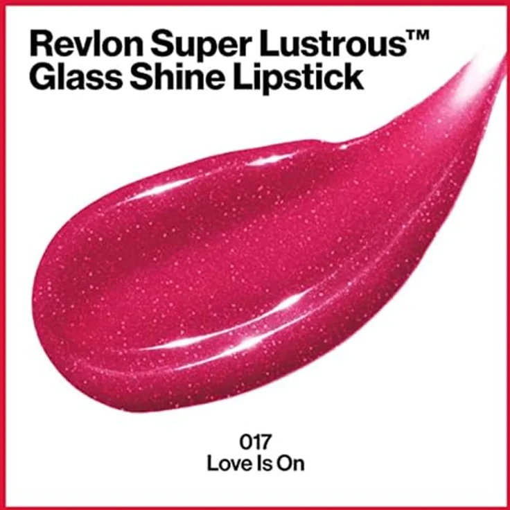 Revlon Super Lustrous Glass Shine Lipstick, Lippenstift mit feuchtigkeitsspendender Formel, Hyaluronsäure, Aloe und Rosenquarz, 017 Love Is On, 3.1 ml – Bild 2