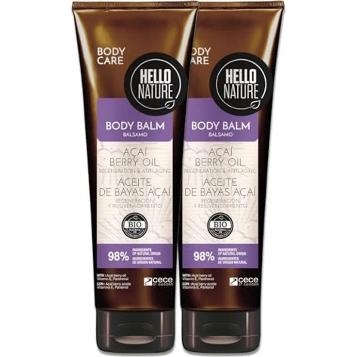 P-Beauty Naturkosmetik Körperbalsam mit Acai Öl, veganer Body Balm für trockene & sensible Haut, 2x250ml, feuchtigkeitsspendend und regenerierend – Bild 1