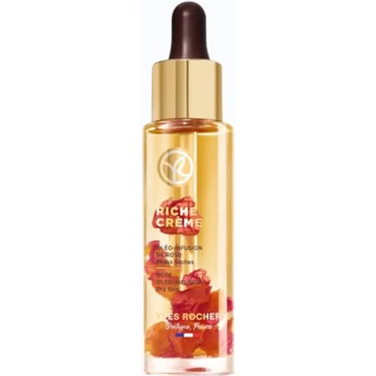 Yves Rocher Riche Crème Rose Oleo-Infusion Gesichtsöl, 30 ml – mit Rosen-Extrakt, 98% natürliche Inhaltsstoffe, repariert und pflegt die Haut
