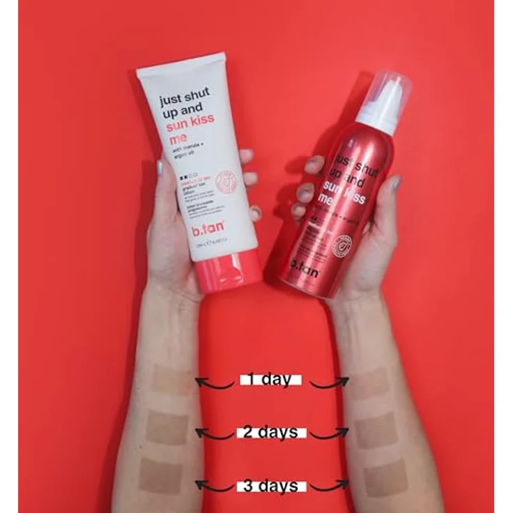 B.TAN Graduelle Selbstbräunungsmousse | Just Shut Up and Sun Kiss Me - Ultra Feuchtigkeitsspendend mit Marula- und Arganöl, Vegan, 207 ml – Bild 5