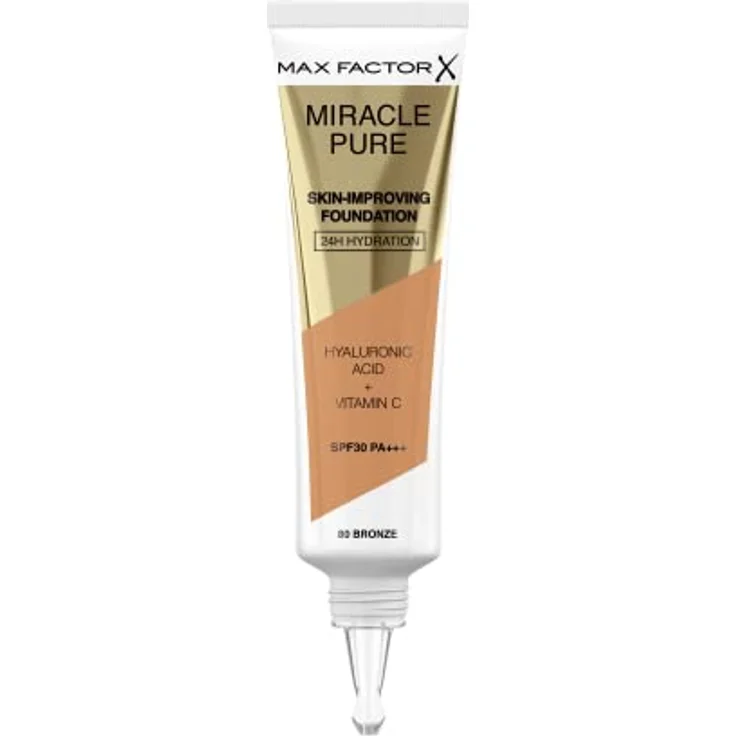 Max Factor Miracle Pure Skin Improving Foundation, Fb. 80 Bronze, hautverbesserndes Make-Up mit LSF 30, 30 ml – Bild 2