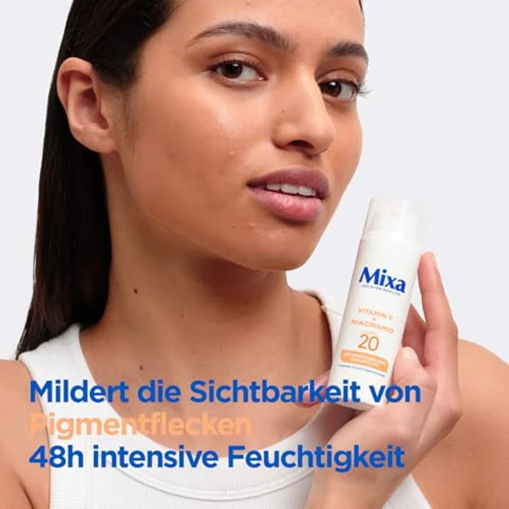 Mixa Anti-Pigmentflecken Creme, Vitamin C & Niacinamid, LSF 20, Hypoallergen, 50 ml – Bild 2