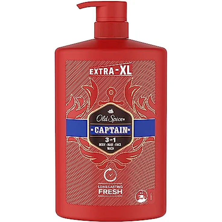 Old Spice Captain Duschgel & Shampoo Für Männer 1000 ml, 3-in-1 Körper-Haar-Gesichtsreinigung, Lang Anhaltend Frisch – Bild 1