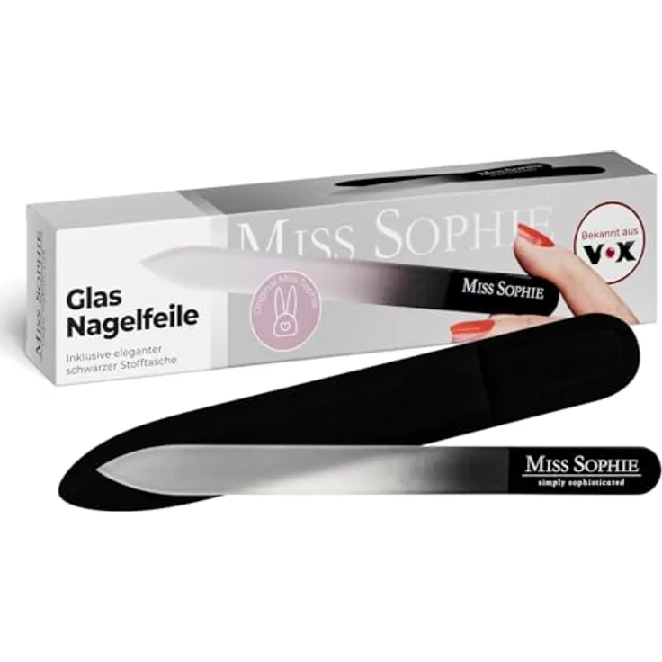 Miss Sophie Glass Nail File, hochwertige Nagelfeile für Nagelfolien, langlebiger Mikroschliff, schwarz