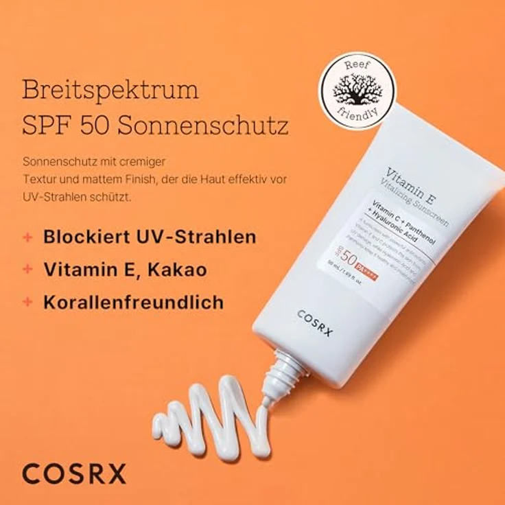 COSRX Sonnenschutz SPF 50 mit Vitamin E, UVA/UVB-Schutz, leichte Textur, halb-mattes Finish, talgregulierend, 50ml – Bild 2