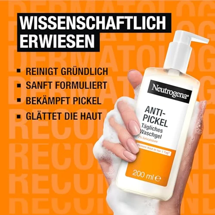 Neutrogena Anti-Pickel Anti-Pickel Tägliches Waschgel Gesichtsreinigungsgel 200 ml mit reinigender Wirkung gegen Hautunreinheiten – Bild 4