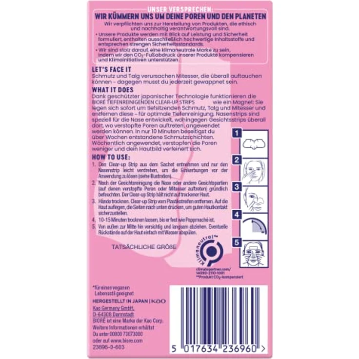 Biore Pflege Gesichtspflege Kombi Clear-Up Strips Tiefenreingend 14 Stk. Tagespflege Inhalt: 14 Stück, für Damen und Herren – Bild 3