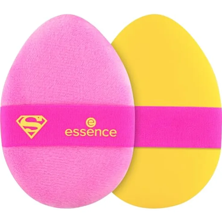 essence Superman Double-Sided Powder Puff, veganes Make-up Schwämmchen, nanopartikel-frei, 1er Pack (1 Stück)