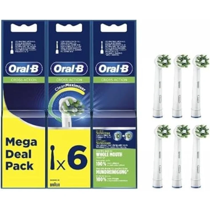 Braun Oral-B Cross Action Pro Bürstenköpfe, mit CleanMaximiser-Technologie, 6 Stück – Bild 1