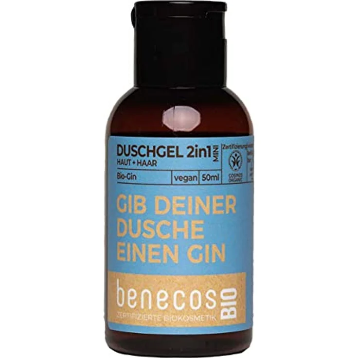 benecos Gin Duschgel 2in1 für Haut & Haar, Mini Reisegröße, 50ml, 3 Stück, COSMOS NATURAL zertifiziert