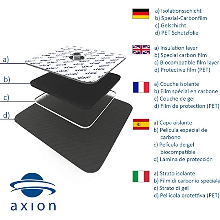Axion Elektrodenpads 200x120mm, selbstklebende Rückenelektrode mit 3.5mm DK für TENS/EMS Geräte, medizinische Qualität – Bild 7
