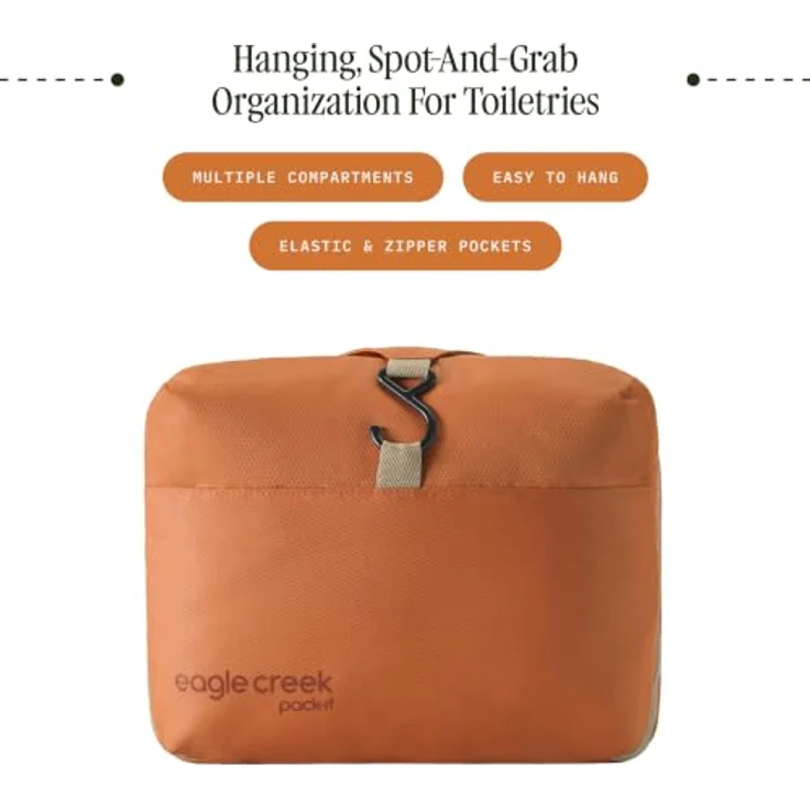 Eagle Creek Pack-It Kulturbeutel, 25 cm x 8 cm x 20 cm, aus 100% Polyester, orange – Bild 2