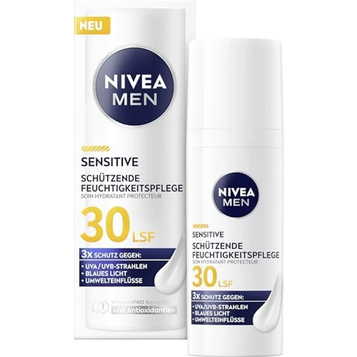 NIVEA MEN Sensitive Schützende Feuchtigkeitspflege LSF 30, intensive Gesichtspflege mit VitaminPRO-Komplex & Antioxidantien, 50 ml – Bild 1