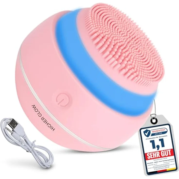 Higher Glow Produkte Higher Glow Produkte Silikon-Gesichtsreinigungsbürste 3D-Vibration Lichttherapie Anti-Aging USB-Aufladung Wasserdicht Gesichtsreinigung – Bild 2