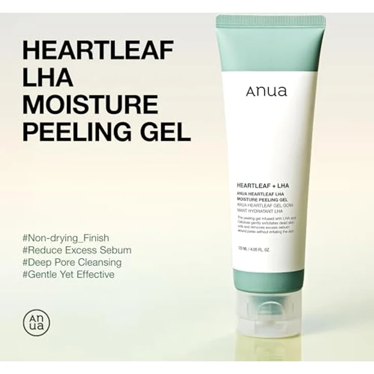 Anua Heartleaf LHA Moisture Peeling Gel, Sanftes 120 ml Gelpeeling für empfindliche Haut mit Akne-Neigung, reinigt und verfeinert die Poren – Bild 3