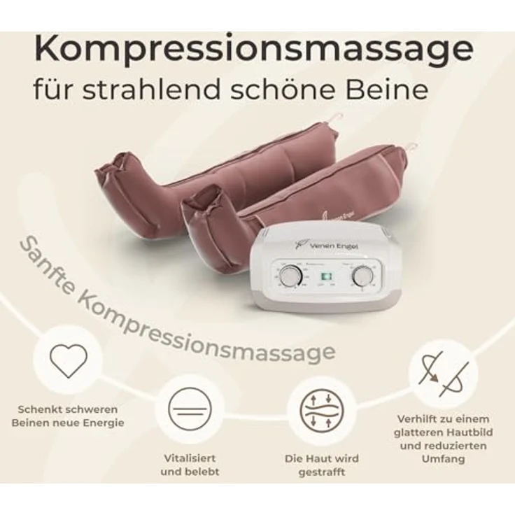 Venen Engel Mini – Kompressionsmassagegerät mit 4 Luftkammern, Luftdruckmassage für Fuß bis Oberschenkel, individuell einstellbar für Entspannung und Durchblutungsförderung – Bild 2