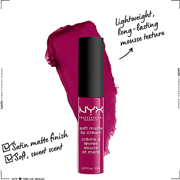 Nyx Professional Makeup Soft Matte Lip Cream, Cremiges Und Mattes Finish, Hochpigmentiert, Langanhaltend, Vegane Formel, Farbton: Madrid 8 ml – Bild 2