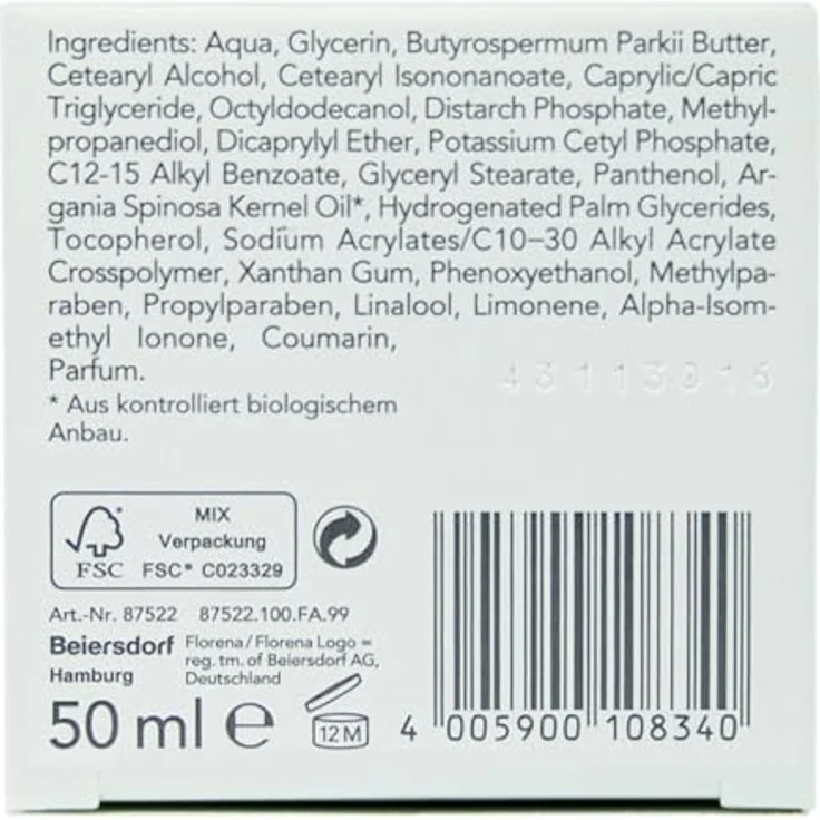 Florena Nachtpflege Sheabutter&Argan. 50 ml Nachtpflege für Damen und Herren – Bild 5
