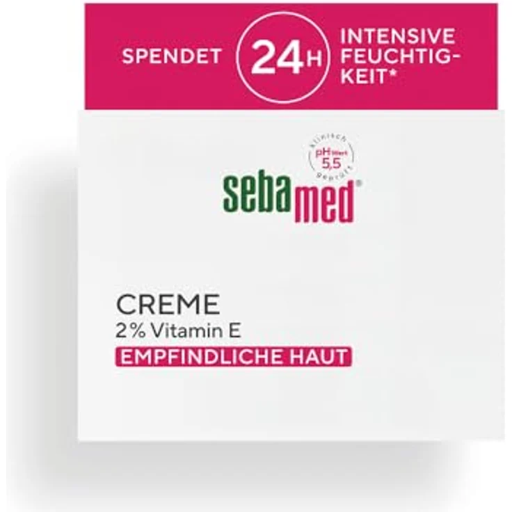 Sebamed Gesichtscreme Vitamin E 75ml, Feuchtigkeitscreme mit UV-Schutz und 24h Hydration für empfindliche Haut, pH 5,5 – Bild 1
