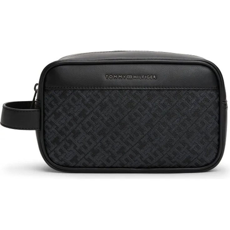 Tommy Hilfiger Monogram Kulturbeutel, 21 cm, schwarz, 100% Polyurethan