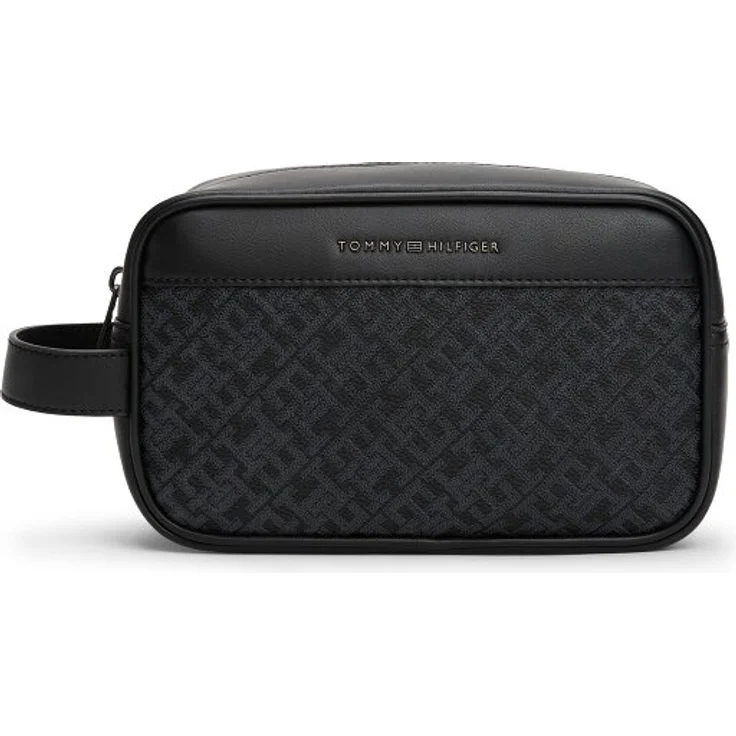 Tommy Hilfiger Monogram Kulturbeutel, 21 cm, schwarz, 100% Polyurethan