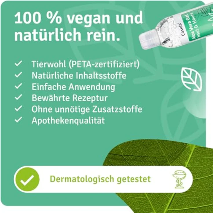 Casida Aloe Vera Gel 99% Pur Haut Und Haare 200 ml – Bild 5