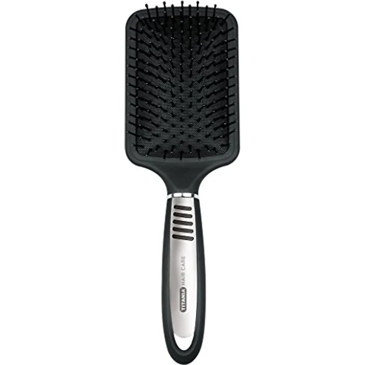 TITANIA Haarbürste, Paddle, schwarz/silber, 1er Pack (1 x 108 g)
