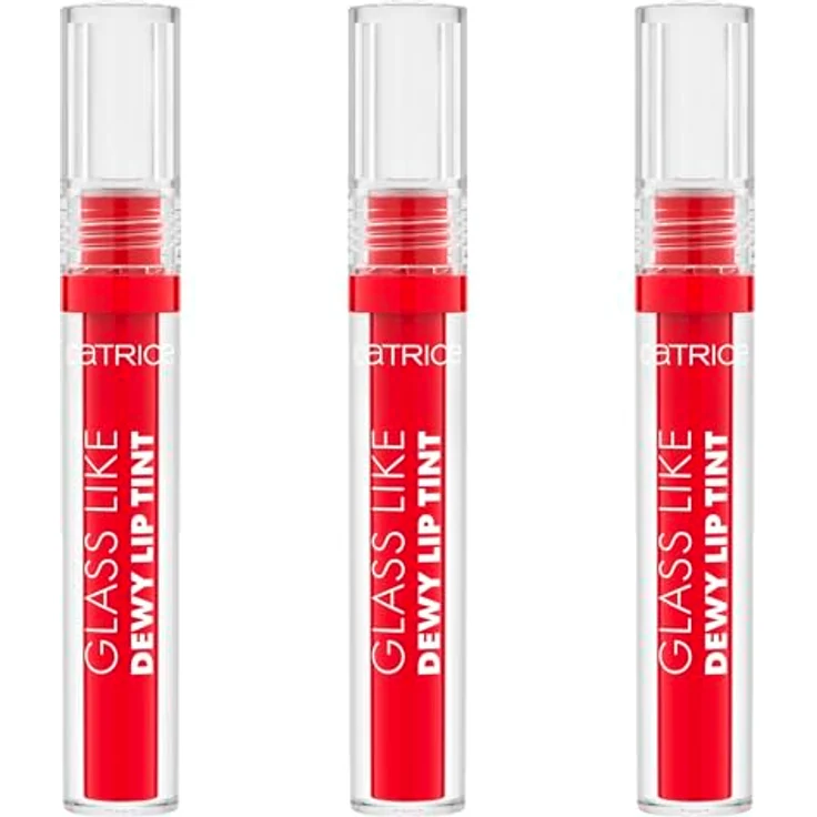 Catrice Glass Like Dewy Lip Tint Lipgloss, Nr. 050, Rot, glänzend, vegan, 3er Pack (3x3ml) – Bild 1