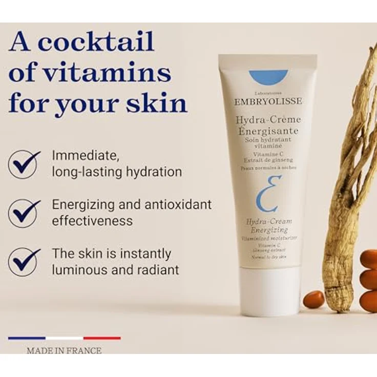 Embryolisse Hydra Energizing Cream 40ml, antioxidative Gesichtscreme mit Vitamin C und lila Ginseng-Extrakt für normale bis trockene Haut – Bild 3