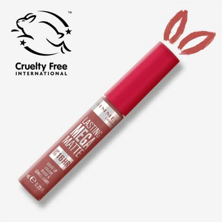 Rimmel London Lasting Mega Matte Lipstick Liquid Lipstick Long Lasting Moisturizing Formula Vegan 200 Pink Blink, 7.4ml – Bild 5