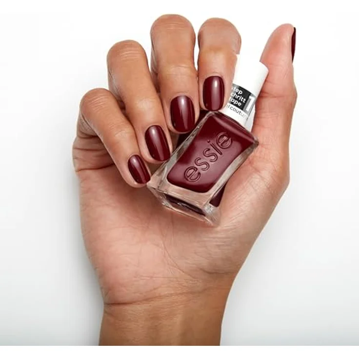 essie langanhaltender Nagellack mit glänzendem Finish, Maniküre ohne UV-Licht, Gel Couture, Farbe: Nr. 360 spiked with style, Dunkelrot, 1 x 13,5 ml – Bild 4
