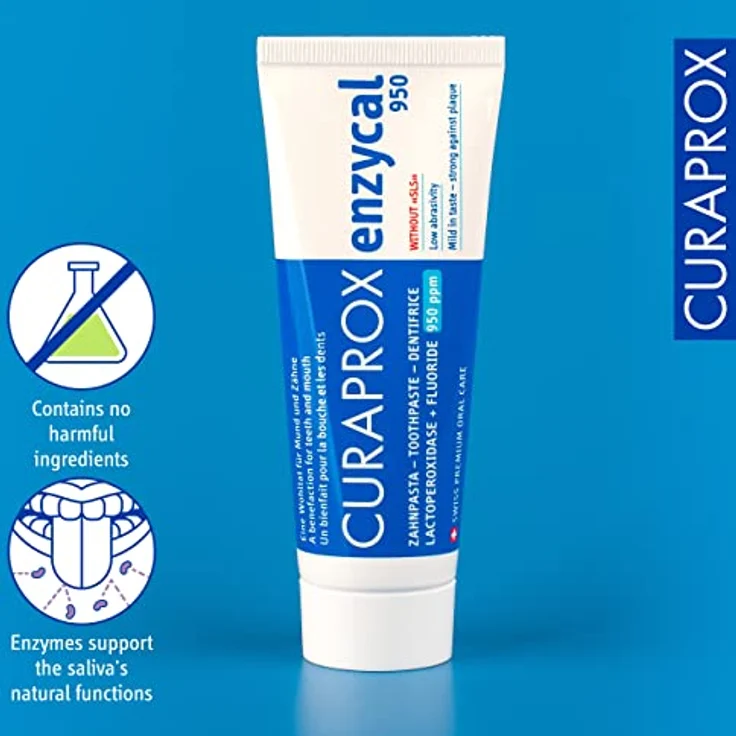 Curaprox enzycal 950 Fluorid extra milde Zahnpasta 75 ml – Bild 3