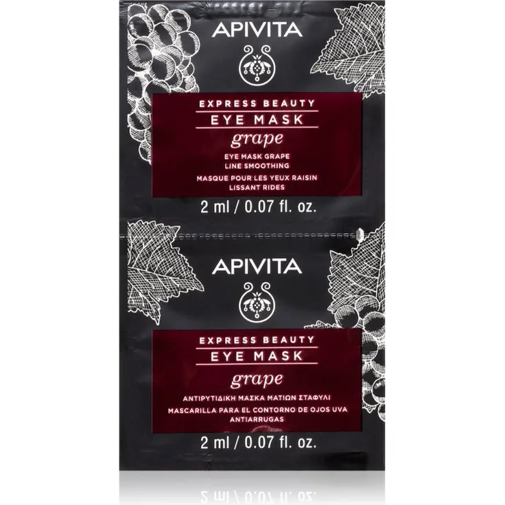 Apivita Express Beauty Line Smoothing Eye Mask Grape, Augenmaske mit glättender Wirkung, 2 x 2 ml