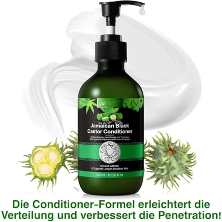 P-Beauty Rizinus Conditioner 3x300ml, sanfte Haarspülung mit Bio Rizinusöl, repariert Haarschäden, fördert Haarwachstum, für alle Haartypen, vegan und bio – Bild 2