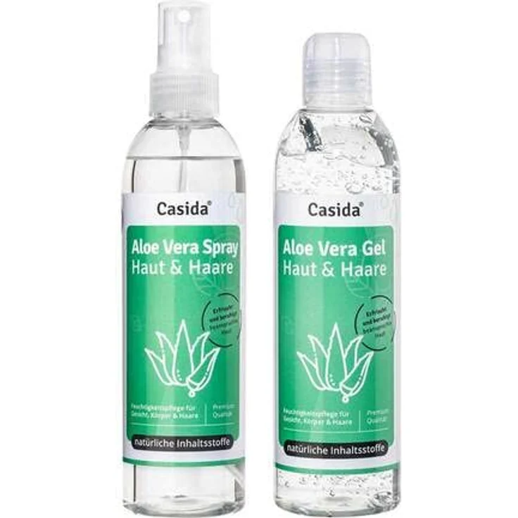 Casida® Aloe Vera Set - Aloe Vera Gel & Aloe Vera Spray - Intensive Feuchtigkeitspflege für Haut & Haare - aus der Apotheke - 2x 200 ml – Bild 1
