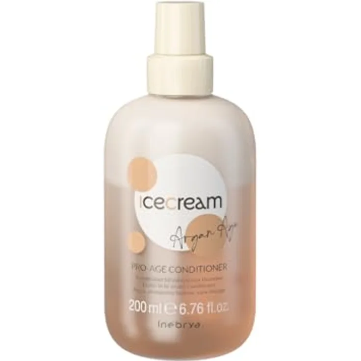 Inebrya Ice Cream Argan Age Pro Conditioner, 200 ml - Ideal für alle Haartypen, mit UV-Schutz, bringt Glanz zurück