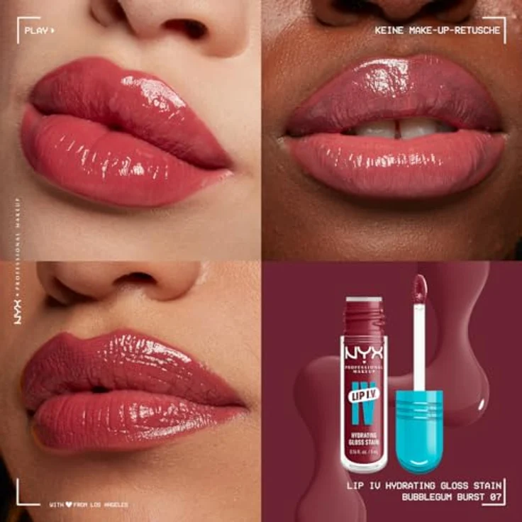 NYX Professional Makeup Lip IV Gloss Serum, feuchtigkeitsspendender Lipgloss mit Vitamin-Komplex, 5 ml, Farbe 07 - BUBBLEGUM BURST – Bild 2