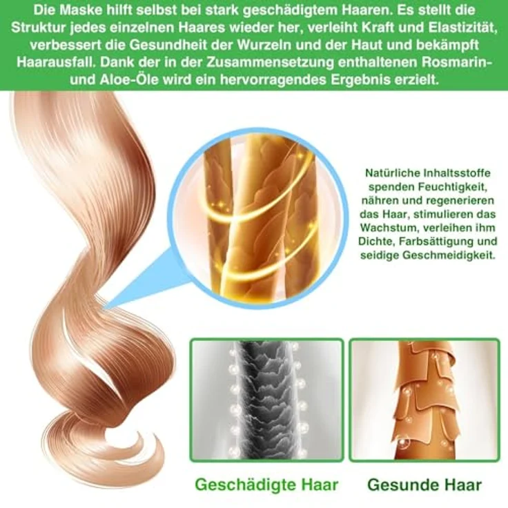 P-Beauty Rosmarin Haarmaske Set 3x60g - Intensive Haarkur für trockenes, krauses & gefärbtes Haar | Bio & vegan, Anti-Spliss, nährend und hydratisierend – Bild 4