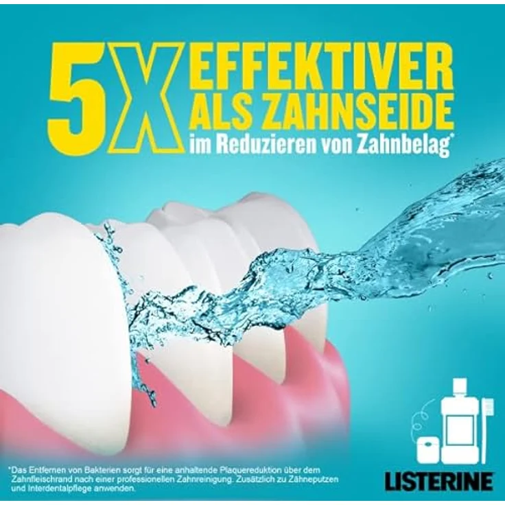 LISTERINE Cool Mint (500 ml), antibakterielle Mundspülung mit ätherischen Ölen und intensivem Minzgeschmack – Bild 2