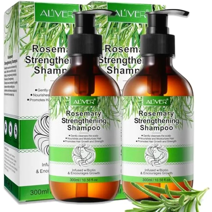 P-Beauty Rosmarin Shampoo für Haarwachstum 2x300ml, Pflegeshampoo gegen Haarausfall, Anti-Haarausfall Shampoo mit natürlichen Inhaltsstoffen für alle Haartypen