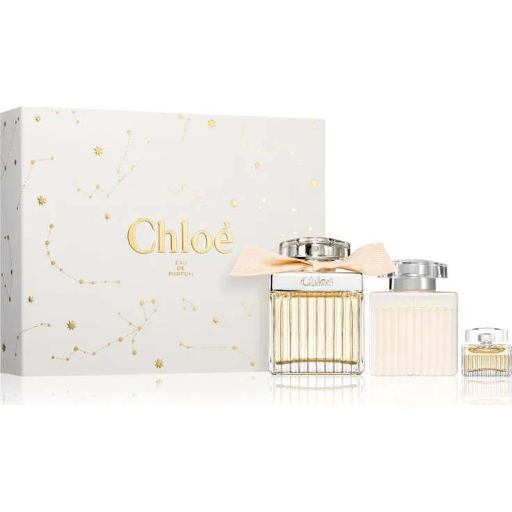 Chloé Chloé Geschenkset für Damen, Duftset mit 75 ml Eau de Parfum, 5 ml Mini-Version und 100 ml Bodylotion