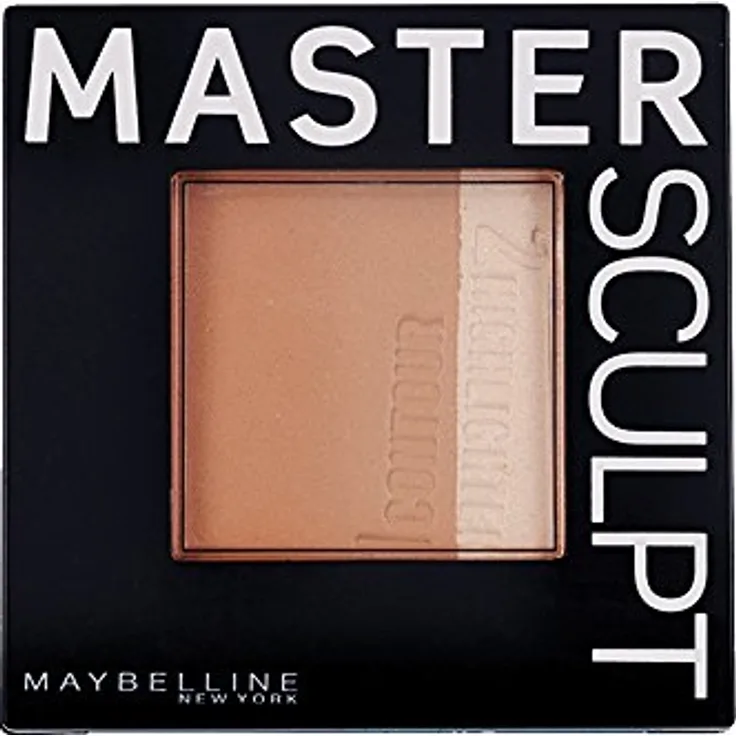Maybelline New York Master Sculpt Kontur-Duo-Puder Medium Dark/ Puder in hellem und mittlerem Braun zum Konturieren und Highlighten des Gesichts, mit leichtem Tragegefühl, inkl. Spezialpinsel (1 x 9 g)