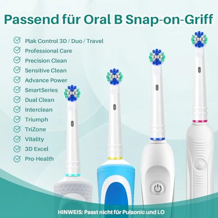 REDTRON Ersatzbürstenköpfe für Oral B, 8er Pack mit präziser Borstenanpassung, passend für Professional Care, Vitality Pro, Smart und Genius Serien, Weiß – Bild 3